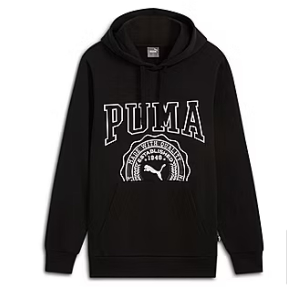 NWT Men’s Size Small Puma Drawstring Logo Printed Cotton Hoodie In Black & White